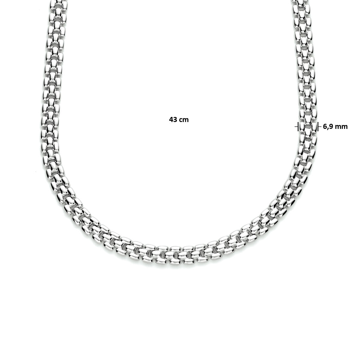 collier panthère 6,9 mm 43 cm argent rhodié