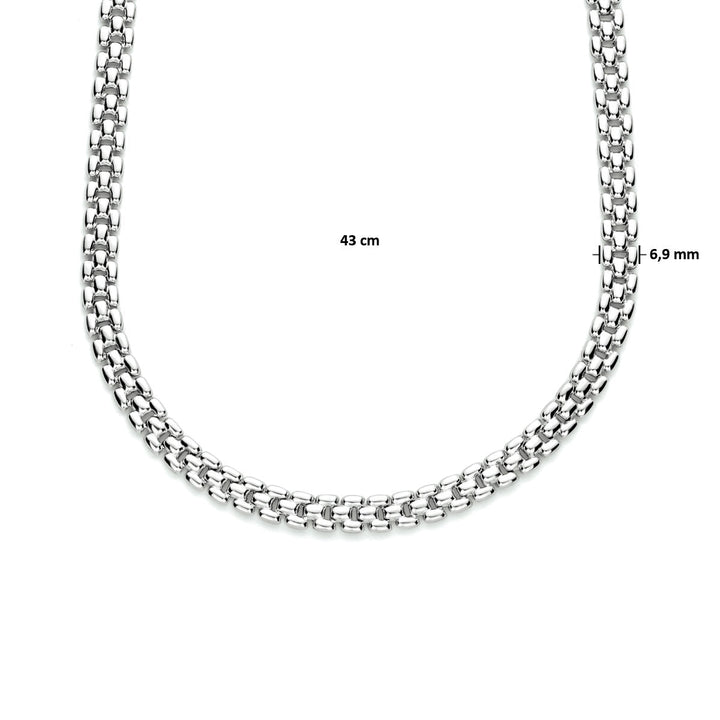 collier panter 6,9 mm 43 cm zilver gerhodineerd