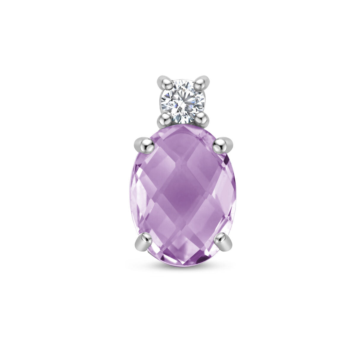 pendentif en améthyste et zirconium en argent rhodié.