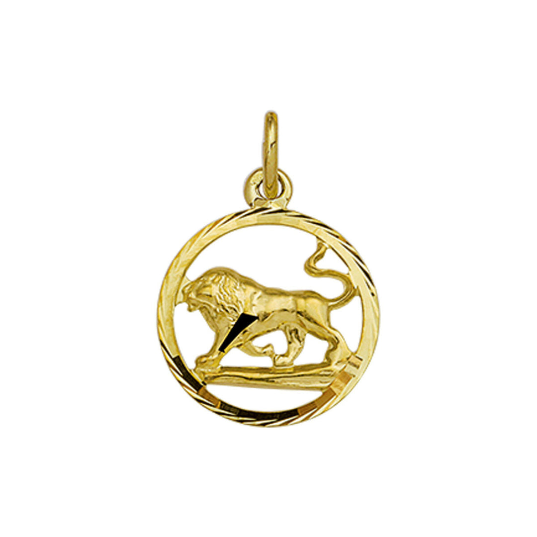 De Van der Kooij Collectie hanger sterrenbeeld gediamanteerd 14K geelgoud is een uniseks sieraad met een cirkelvormig ontwerp, voorzien van een gedetailleerde leeuw en handige ophanglus voor eenvoudige bevestiging aan je ketting.