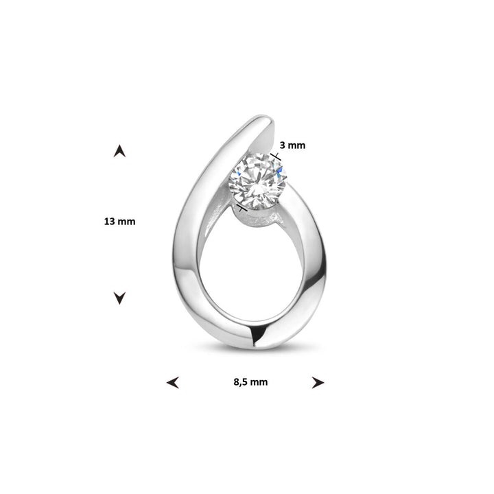 hanger druppel zirkonia zilver gerhodineerd