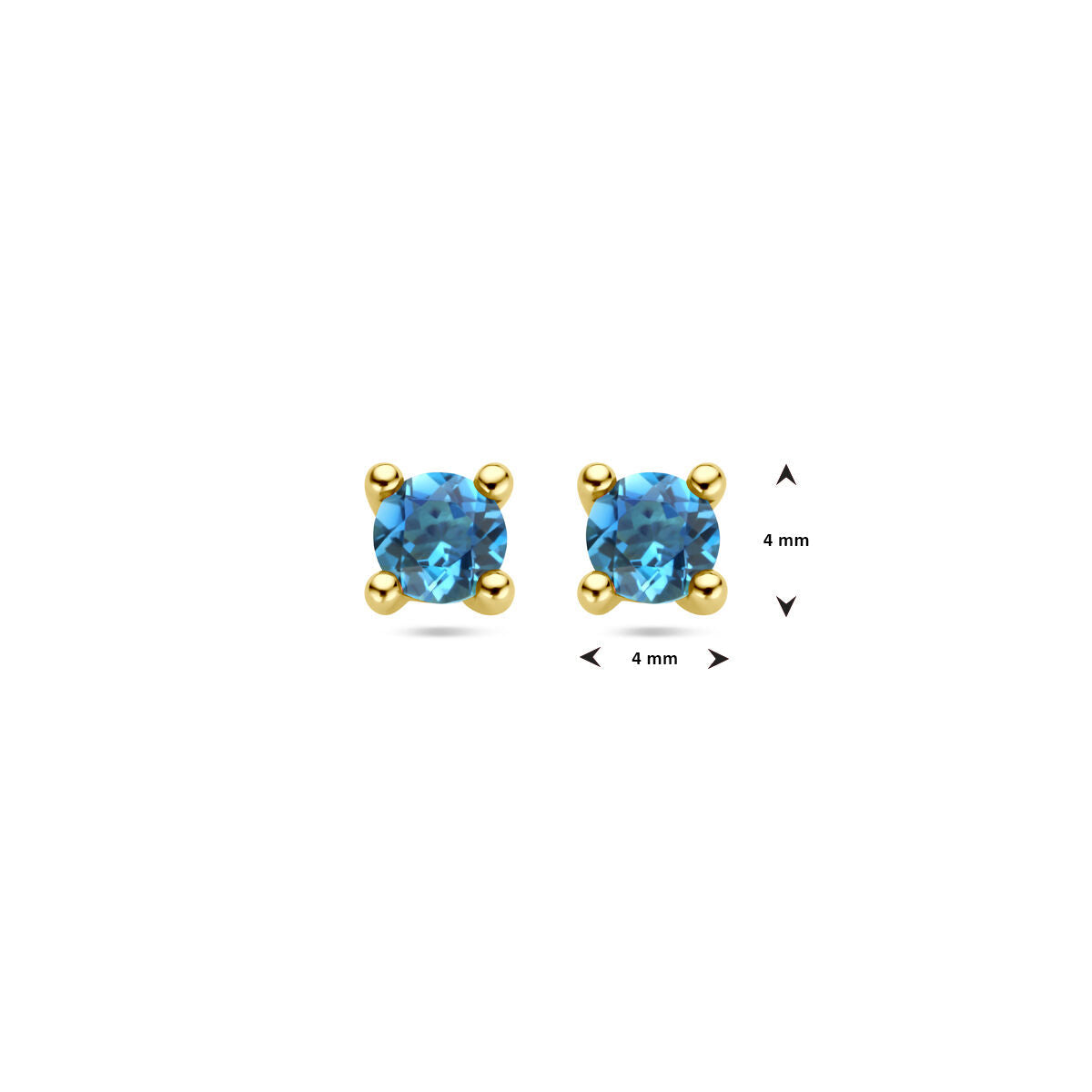 puces d'oreilles topaze bleue de Londres 14K or jaune