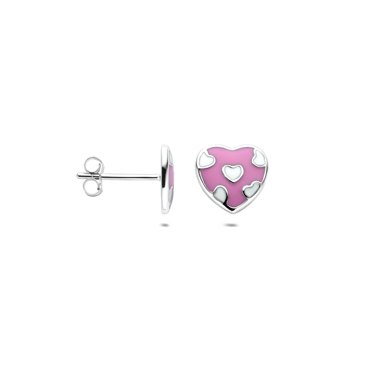 puces d'oreilles cœur 8,5 mm argent rhodié