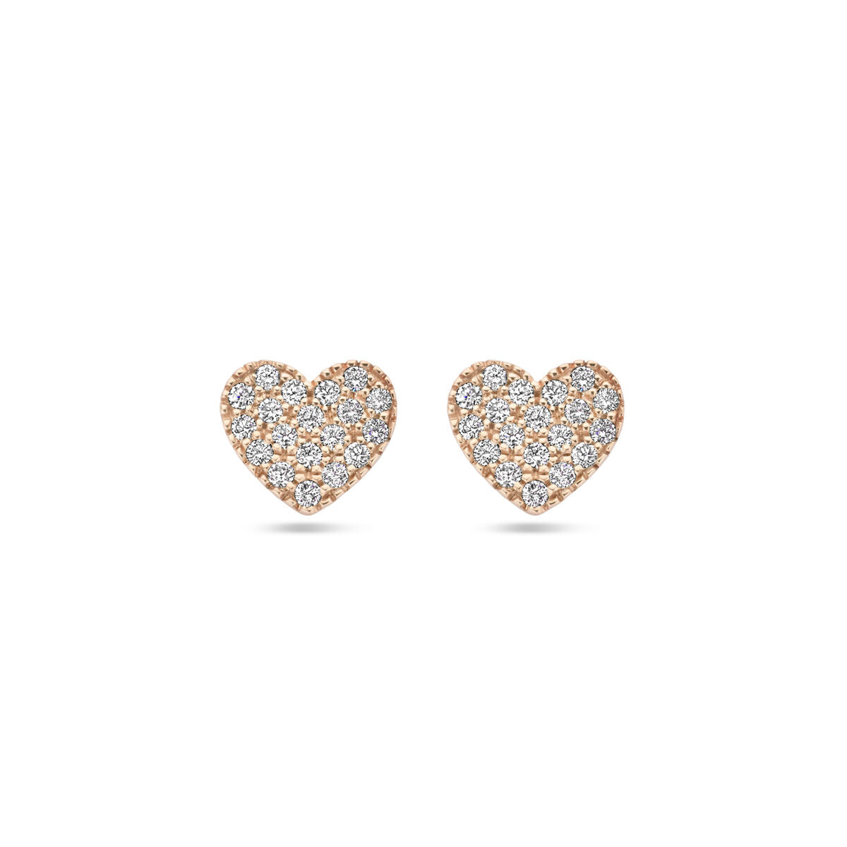puces d'oreilles cœur diamant 0.11ct (2x 0.055ct) h si or rose 14K