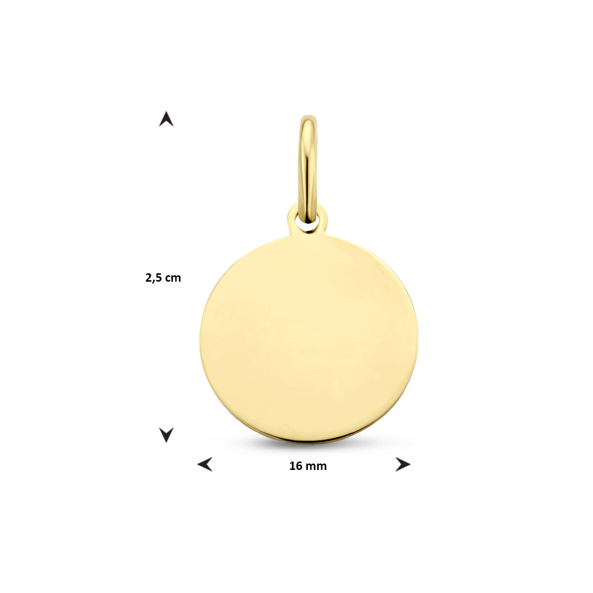 pendentif rond plaqué or jaune 3 microns argent