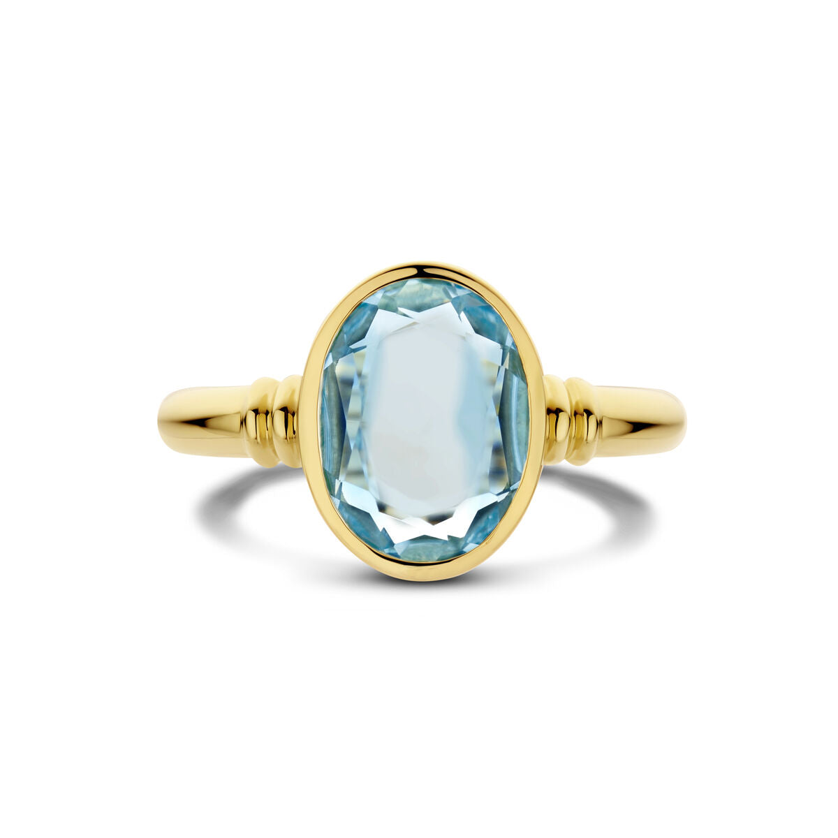 bague topaze bleu ciel 14K or jaune