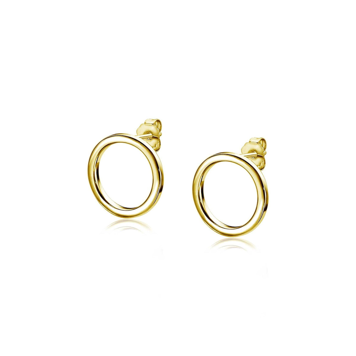 Boucles d'oreilles rondes en argent doré, diamètre de 14,5 mm.