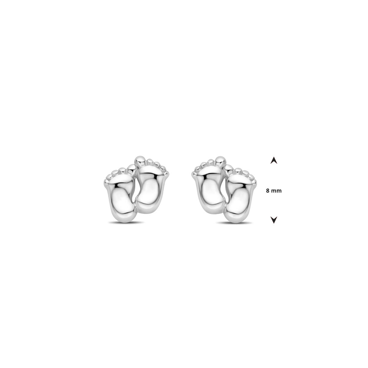 puces d'oreilles pieds de bébé 8 mm argent rhodié