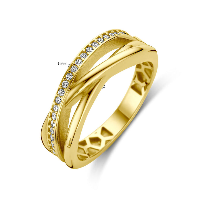 Geelgouden ring zirkonia 14K gedraaid