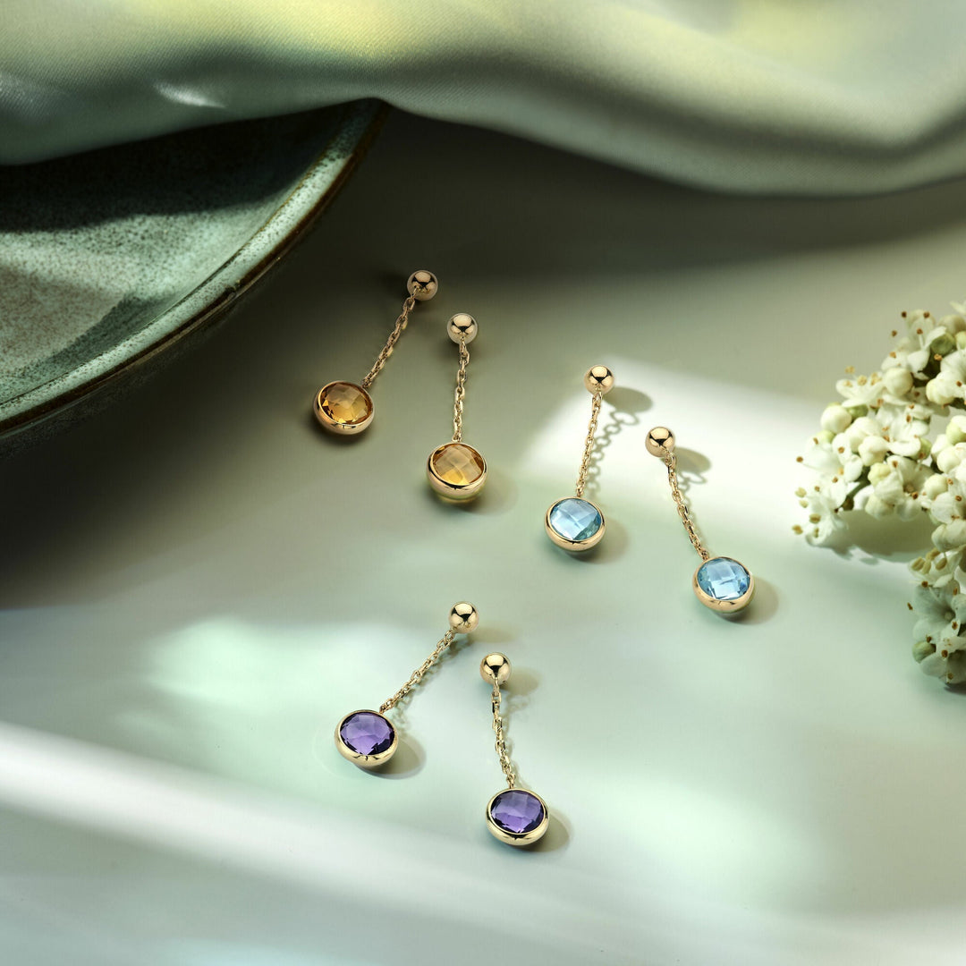 oorhangers amethist 14K geelgoud