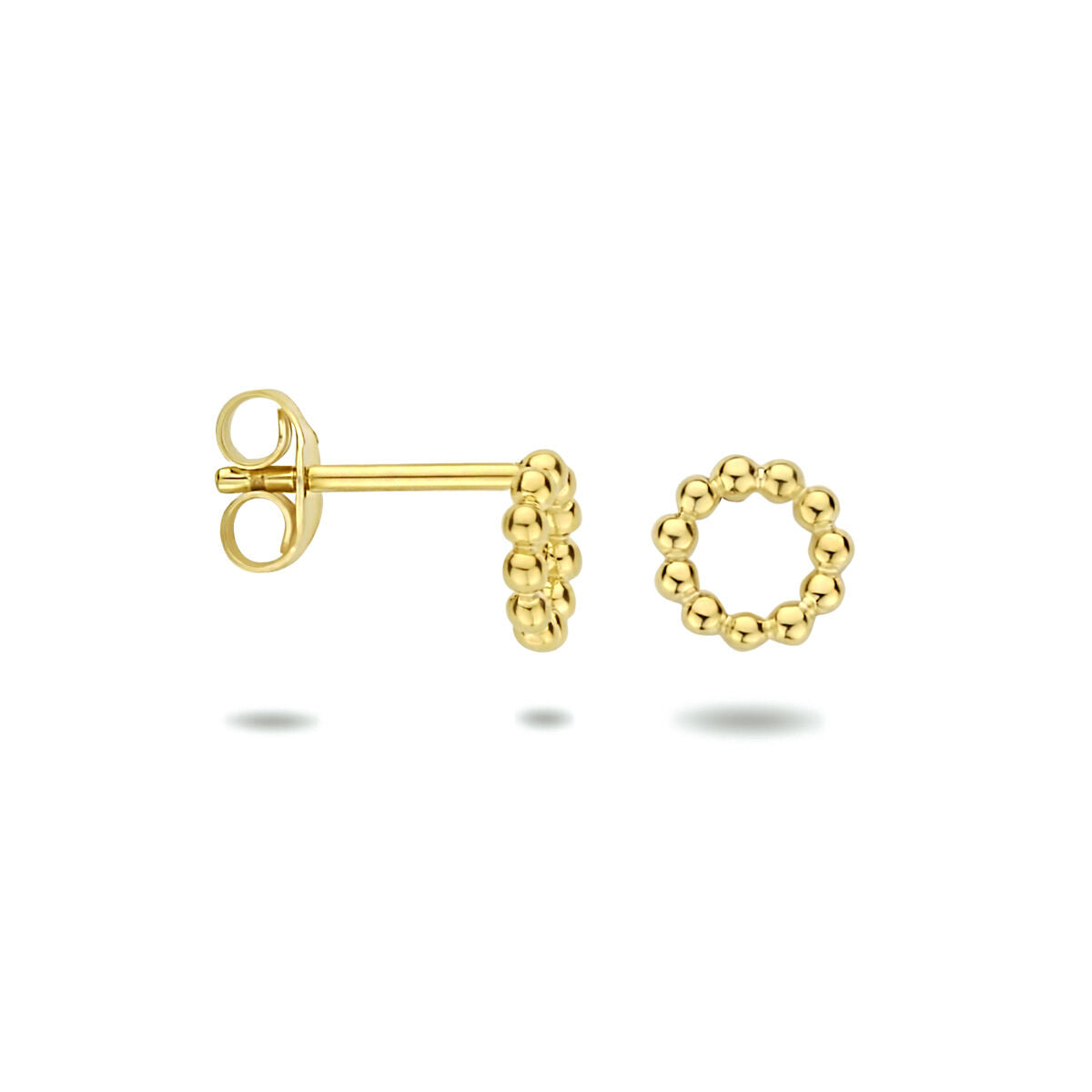 puces d'oreilles rondes 1 micron argent plaqué or (jaune)