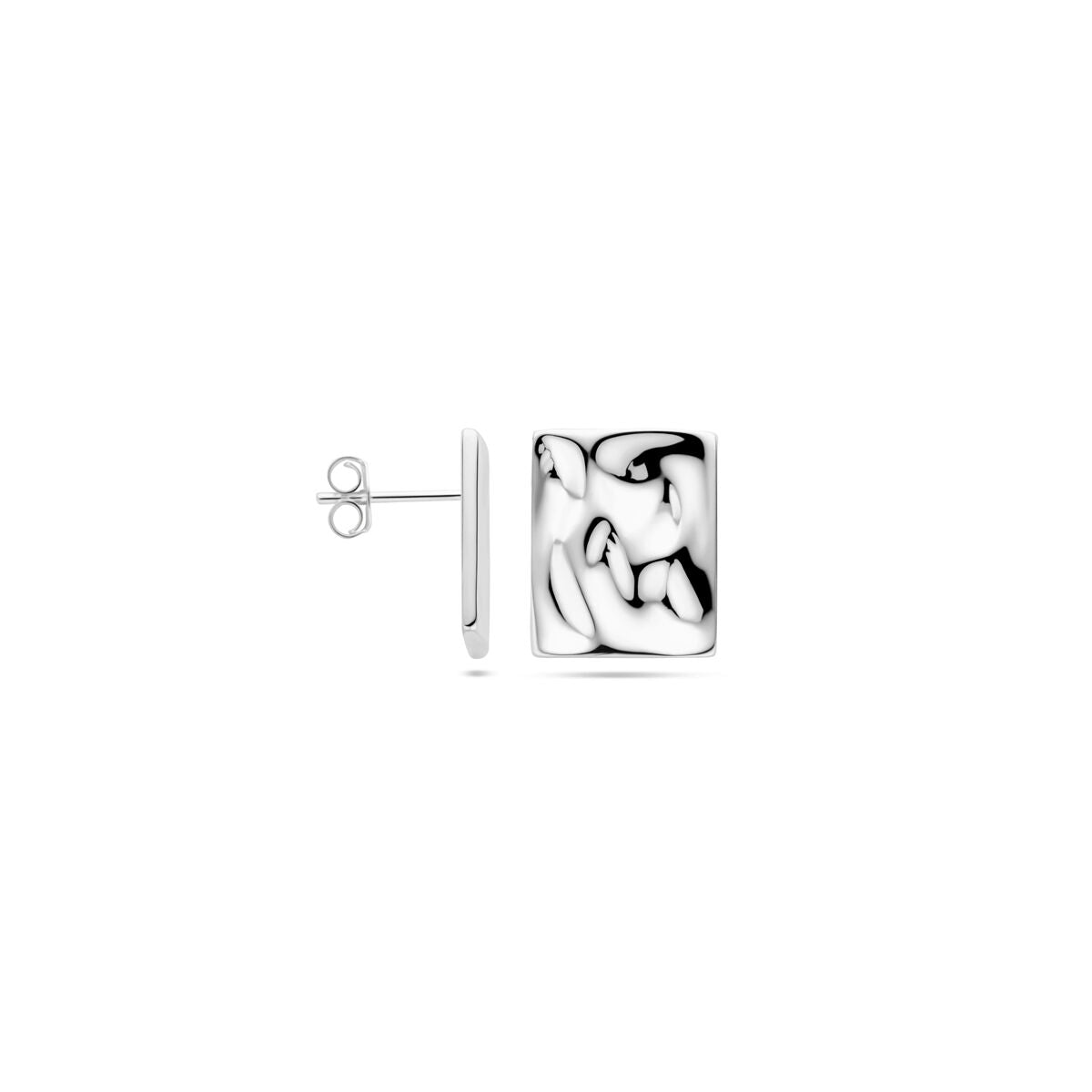 puces d'oreilles martelées 15 mm argent rhodié