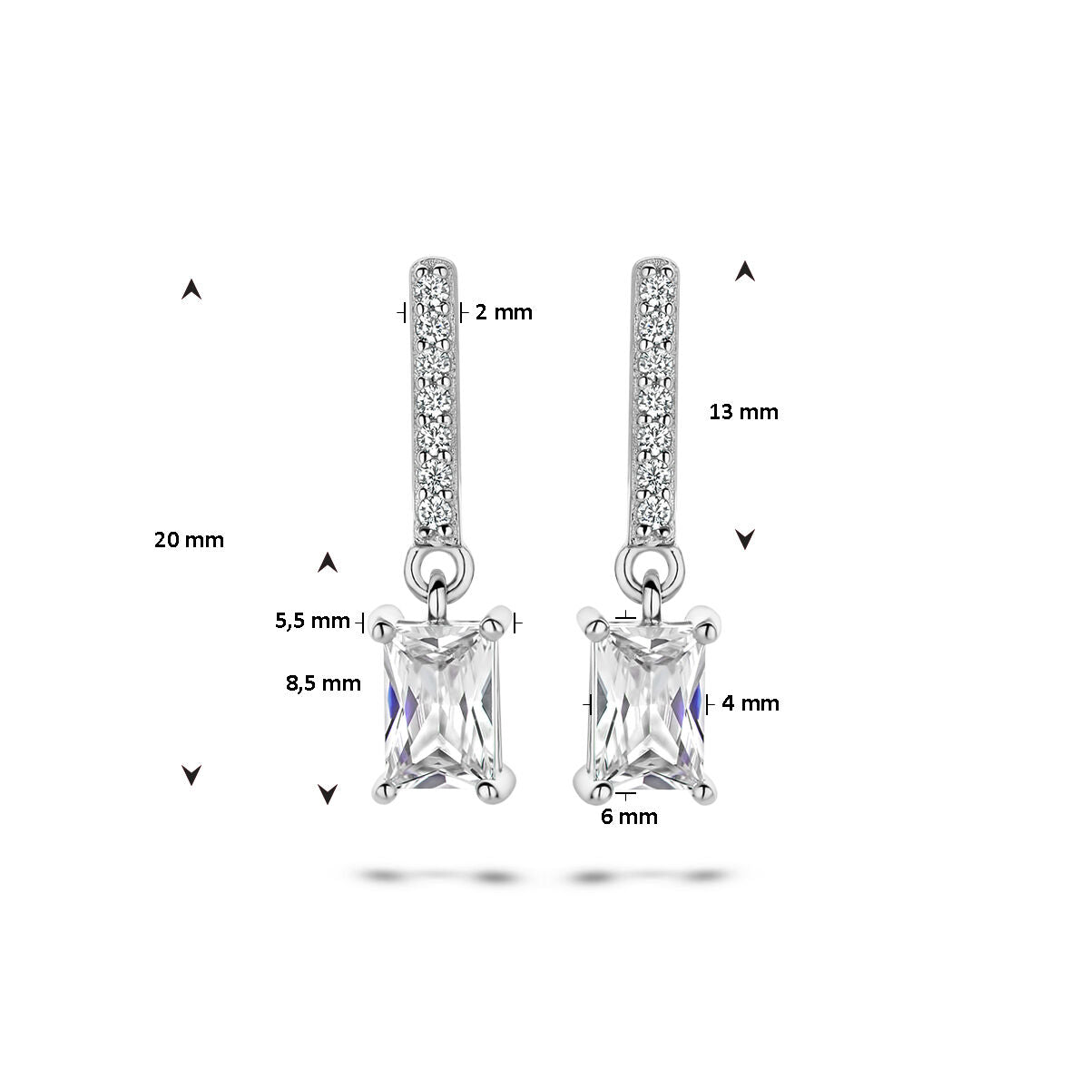 boucles d'oreilles zircone argent rhodié