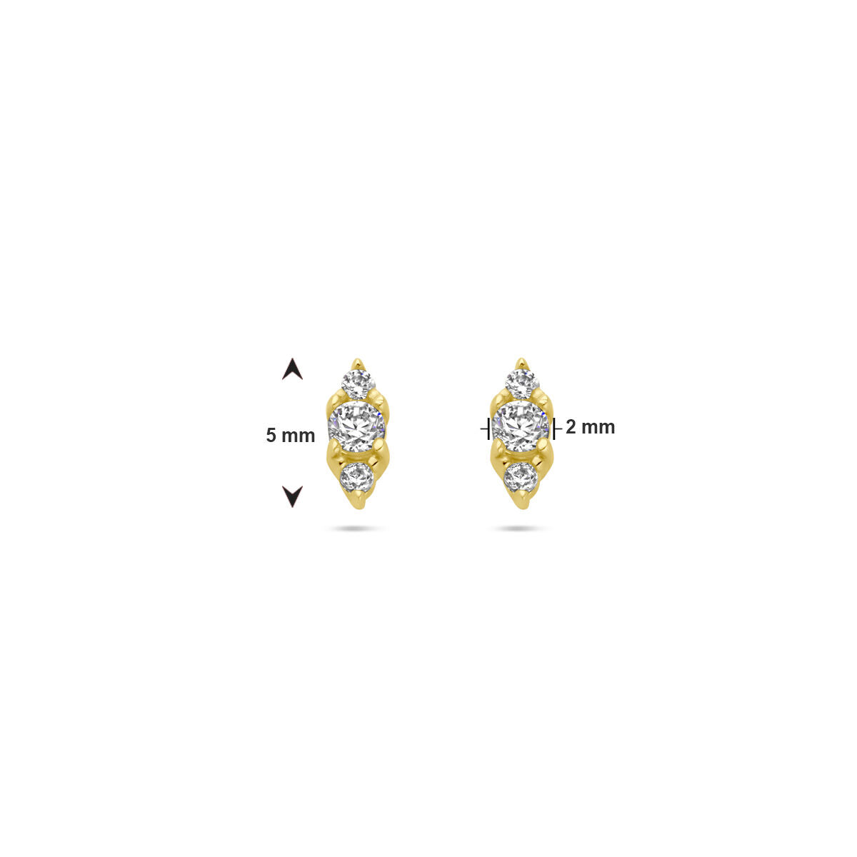 puces d'oreilles zircone 14K or jaune