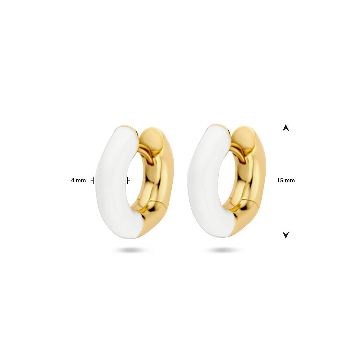 créoles en argent plaqué or (jaune) émaillé blanc 4 mm 1 micron