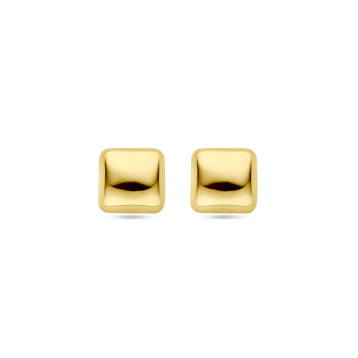 Boucles d'oreilles en argent doré, forme carrée, finition lisse et brillante.
