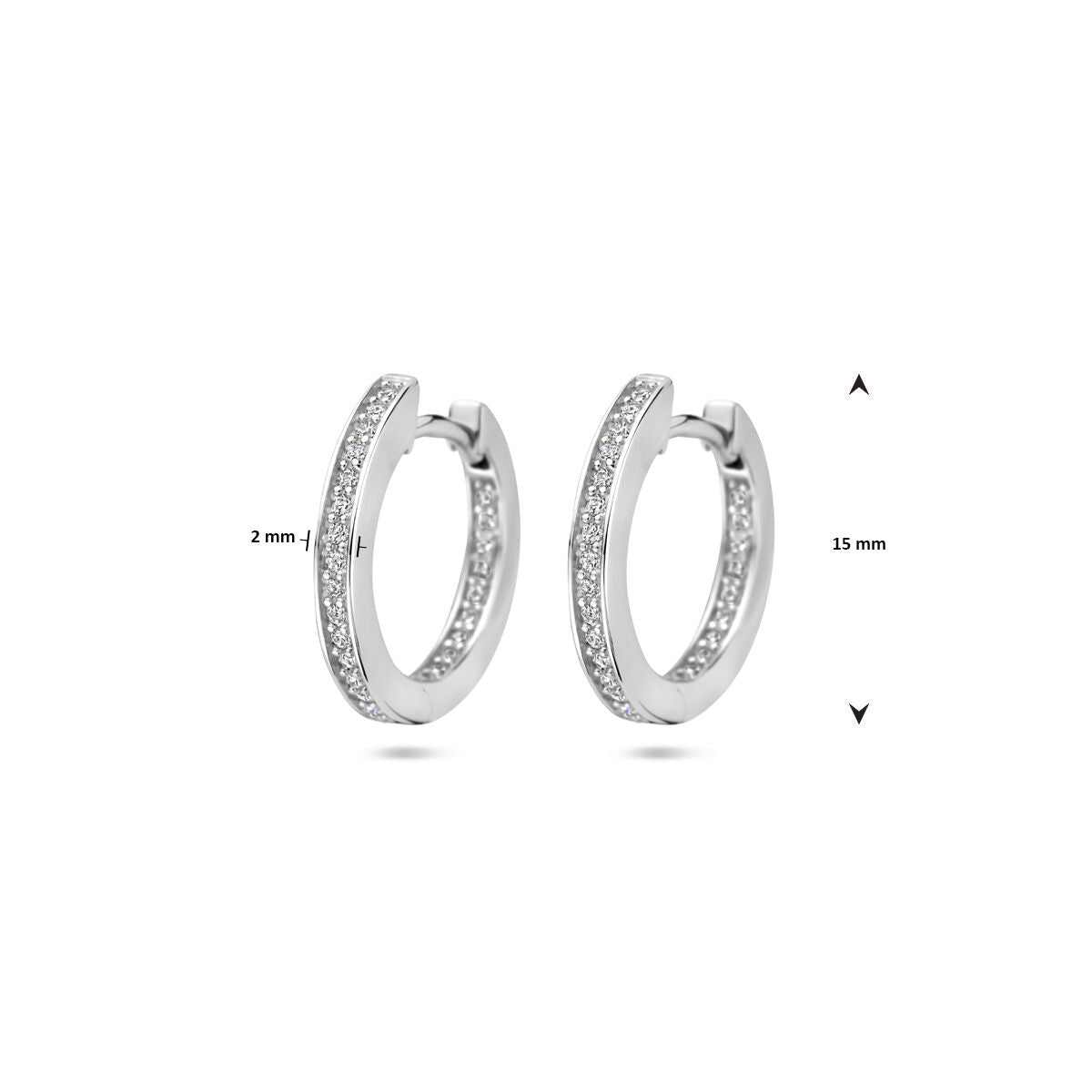 créoles zircone 2 mm tube argent rhodié