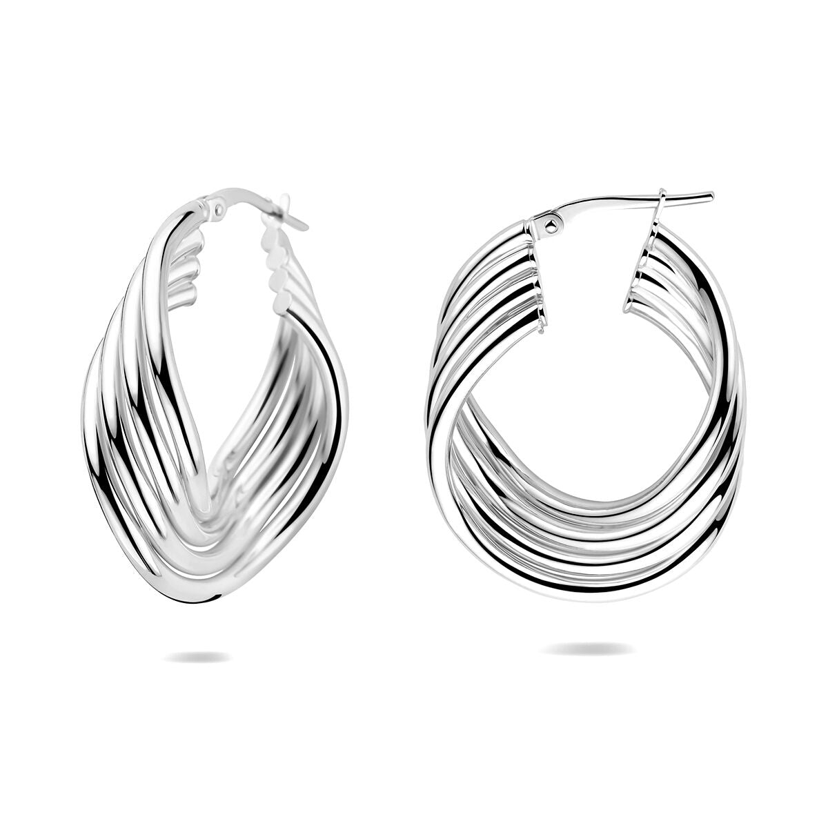 Boucles d'oreilles rhodiées en argent pour femme – 31,5 mm