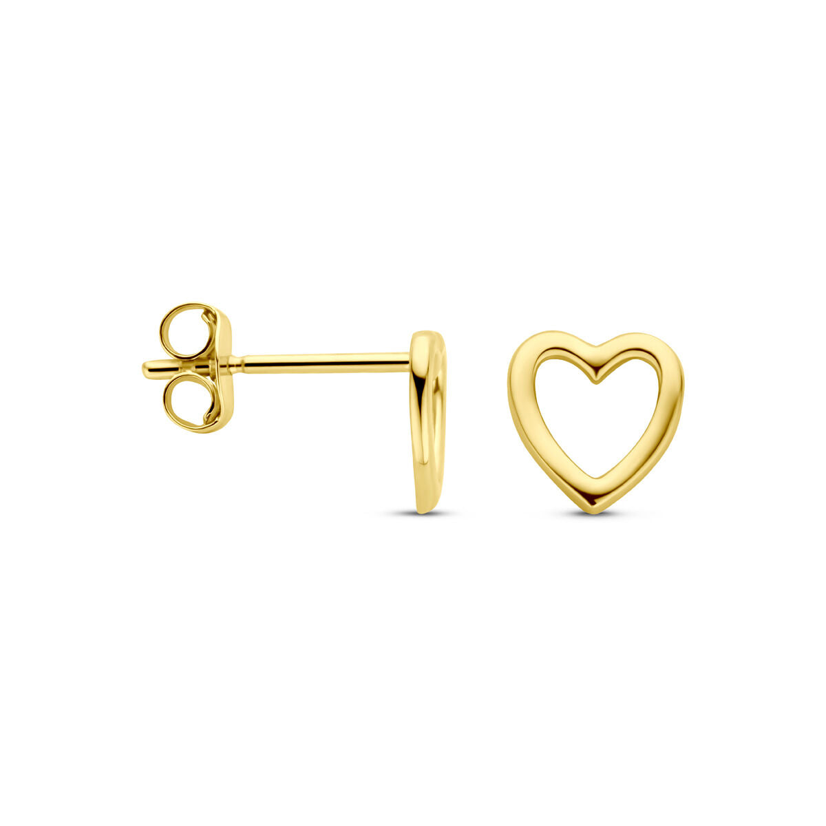 puces d'oreilles cœur 6 mm or jaune 14K