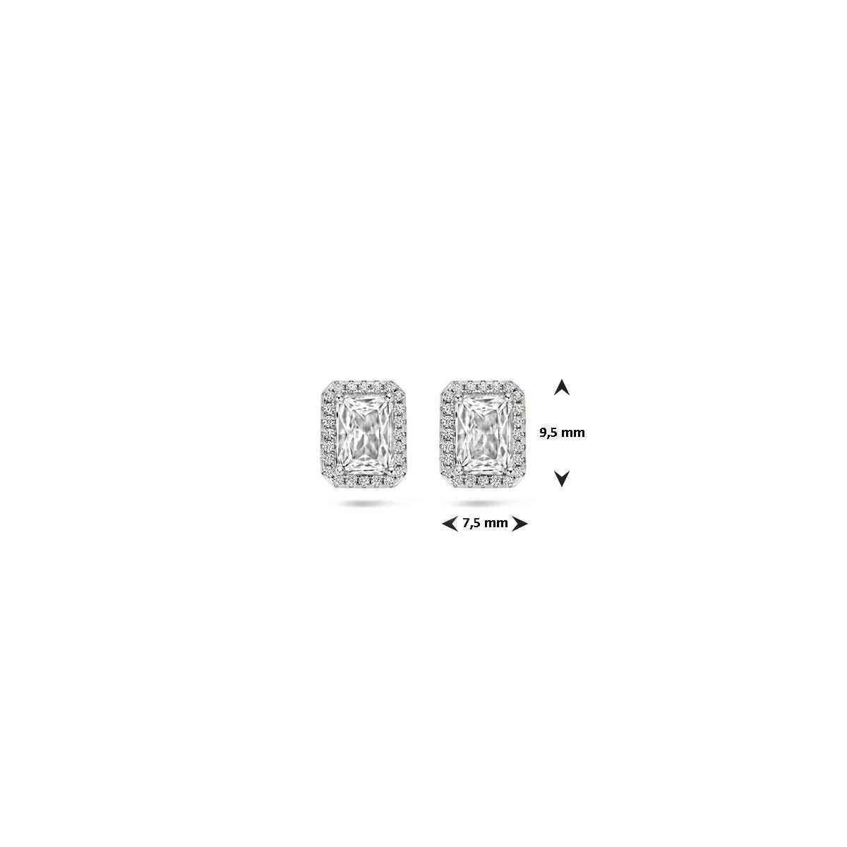 puces d'oreilles zircone 9,5 mm argent rhodié