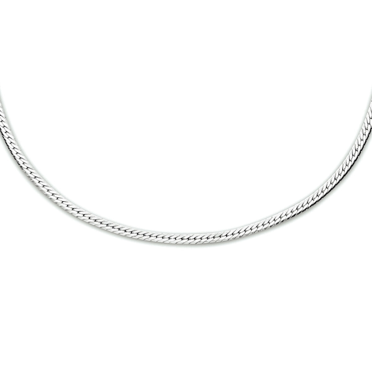 Collier en argent rhodié de 1,7 mm de large, longueur de 40 + 5 cm, avec un motif plat.