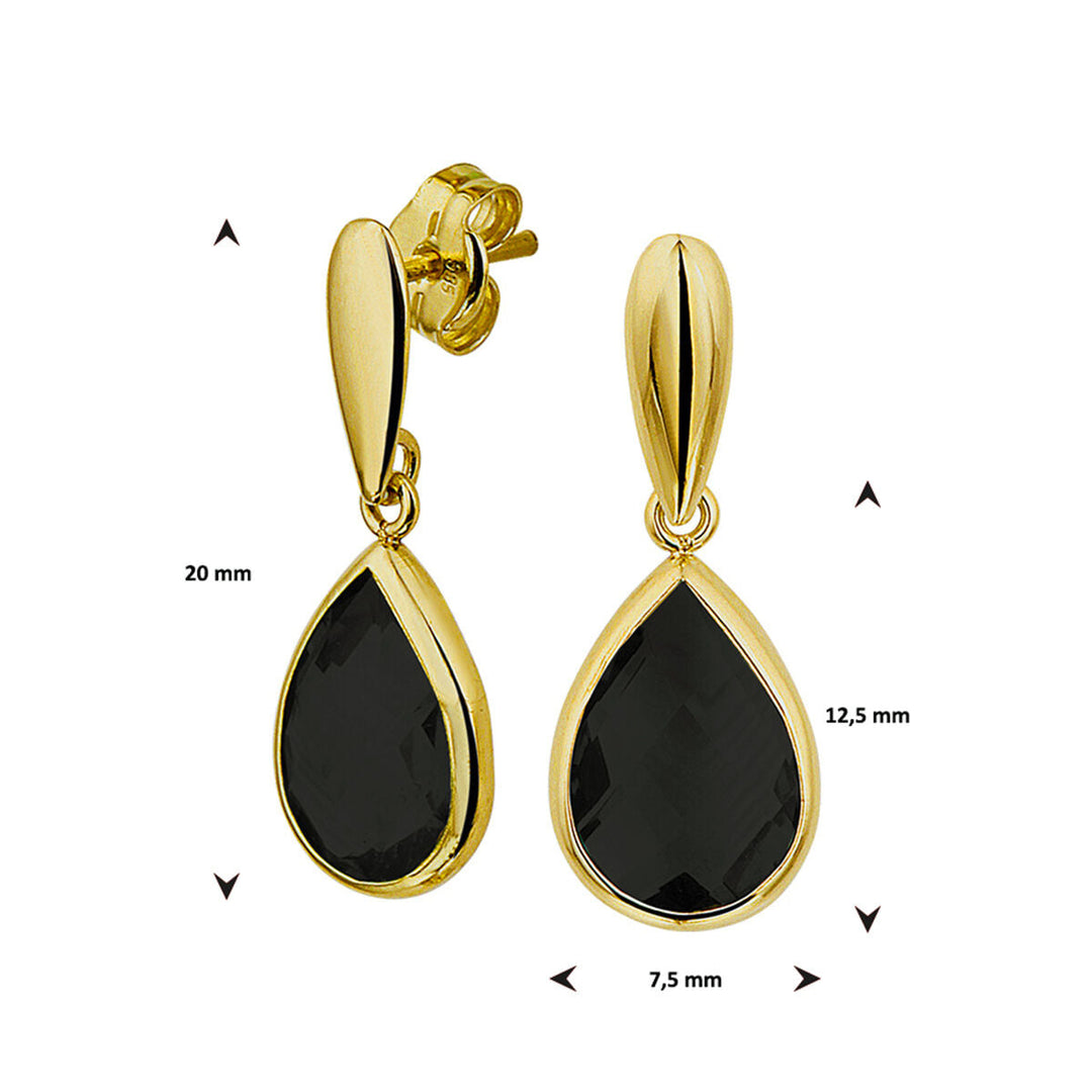 oorhangers onyx 14K geelgoud