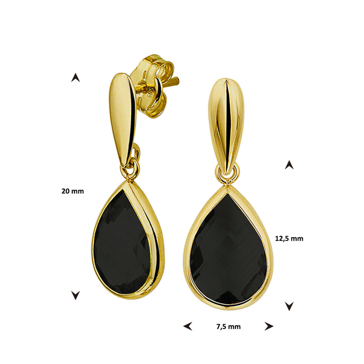boucles d'oreilles onyx or jaune 14K