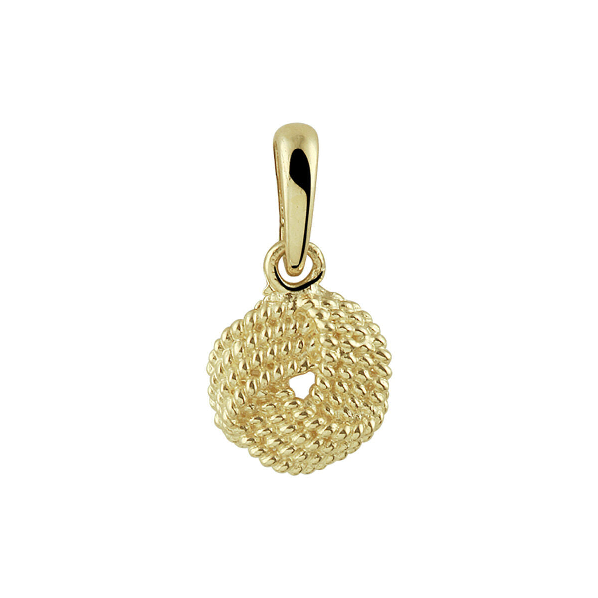 pendentif en or jaune 14K en forme de nœud, avec un design texturé.