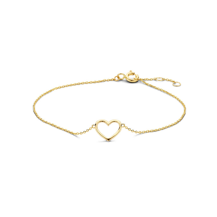 9k Geelgouden hartjes armband
