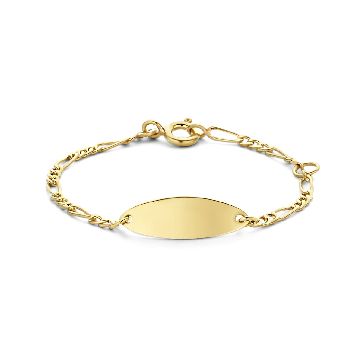 Bracelet en or jaune 9 carats avec plaque ovale de 6,0 mm.