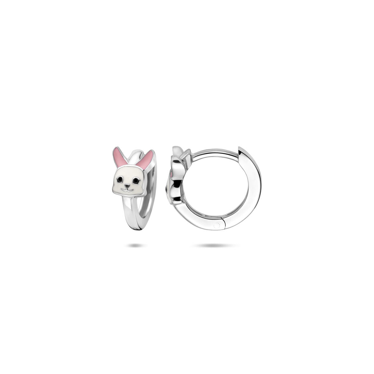 Boucles d'oreilles pour enfant en argent avec émail lapin – 10 x 6 mm