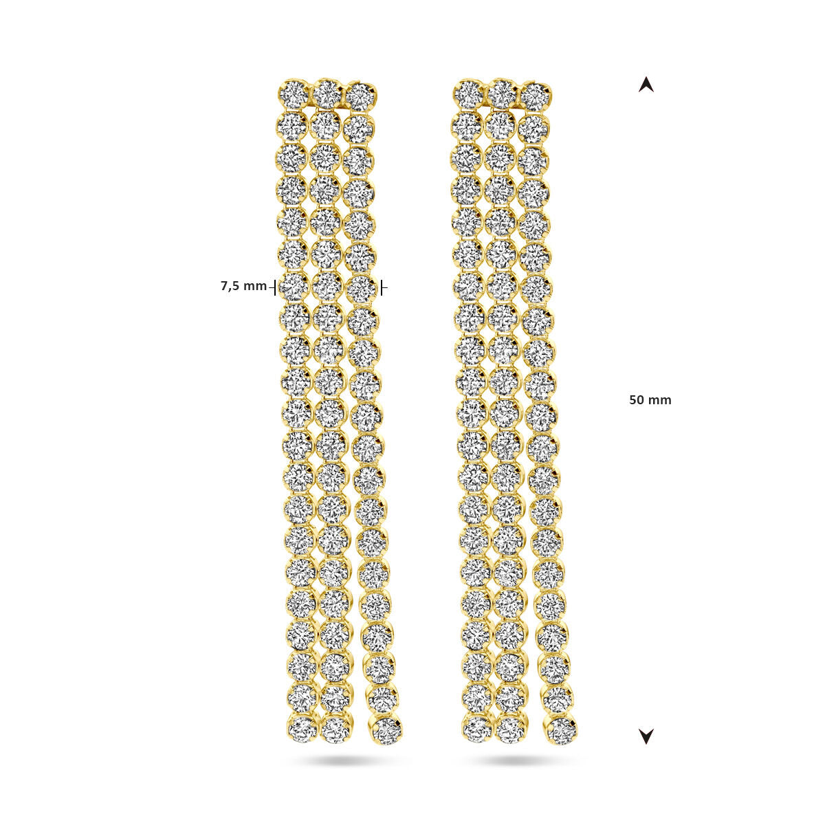 boucles d'oreilles zircone 1 micron argent plaqué or (jaune)