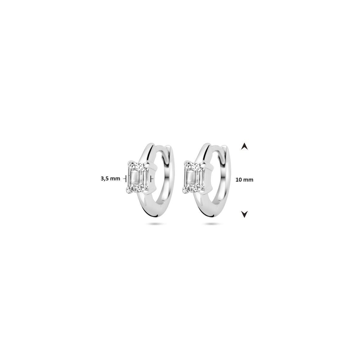 créoles zircone 10 mm argent rhodié