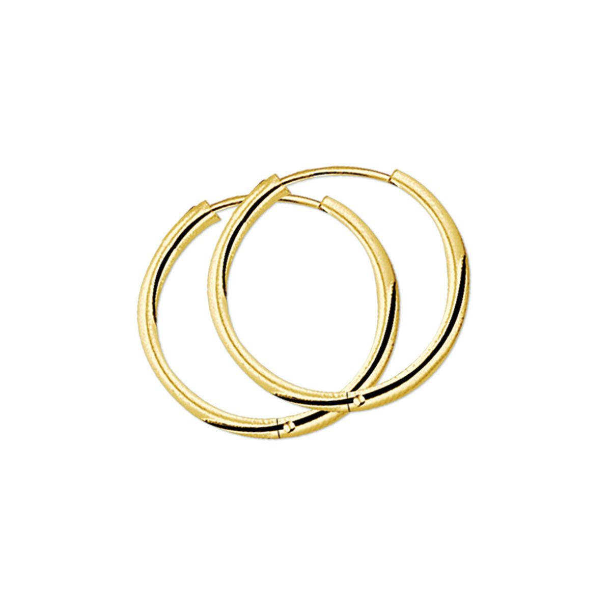 Boucles d'oreilles en or jaune 14K, rondes et tubulaires, d'un diamètre de 2,5 mm.