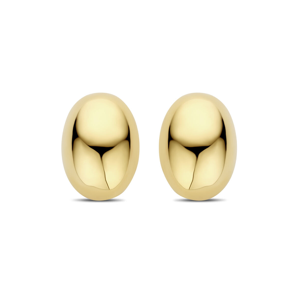 Boucles d'oreilles en argent doré, forme ovale, finition brillante, diamètre de 19 mm.