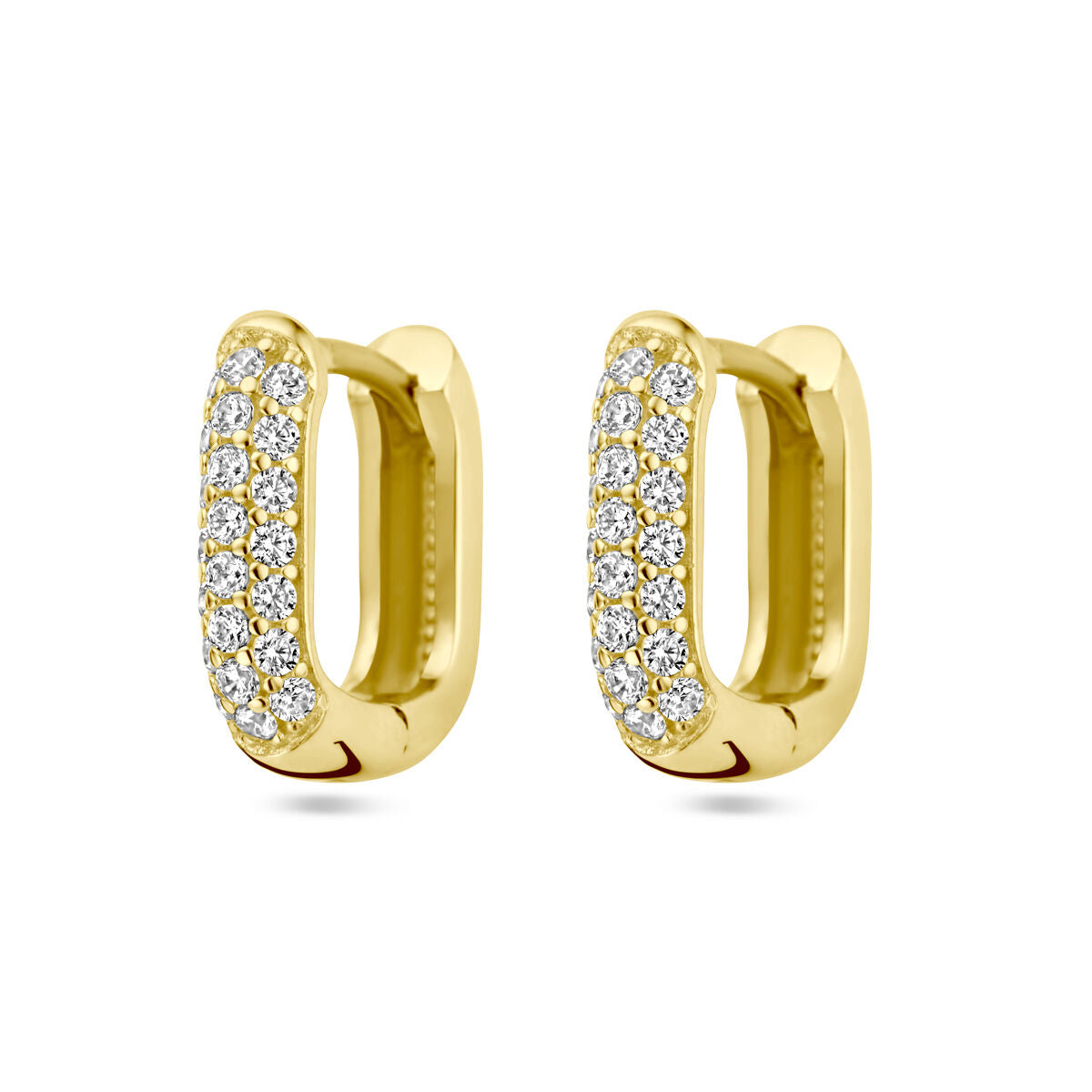 Boucles d'oreilles en or jaune 14K avec diamants de 0,36 ct (2x 0,18 ct) et finition brillante.