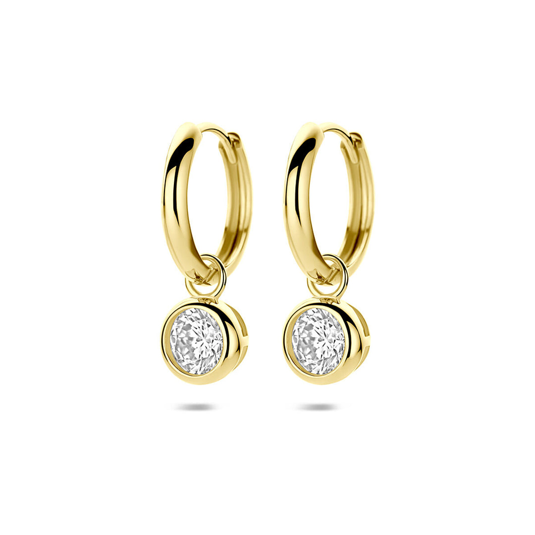 14k geelgouden oorringen met zirkonia – dames