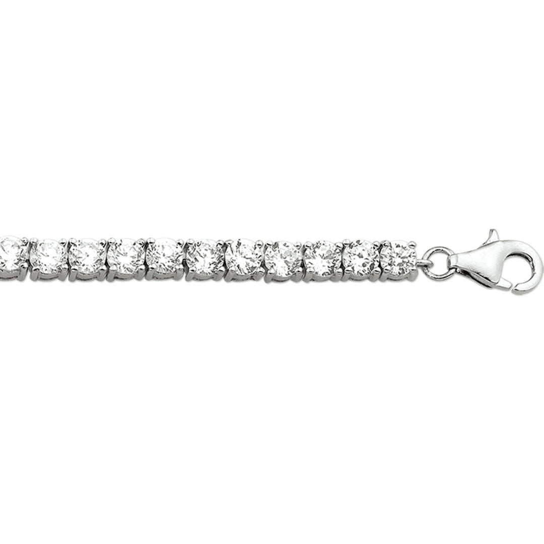 Bracelet en argent rhodié avec zircons, largeur de 4,2 mm et longueur de 18,5 cm.