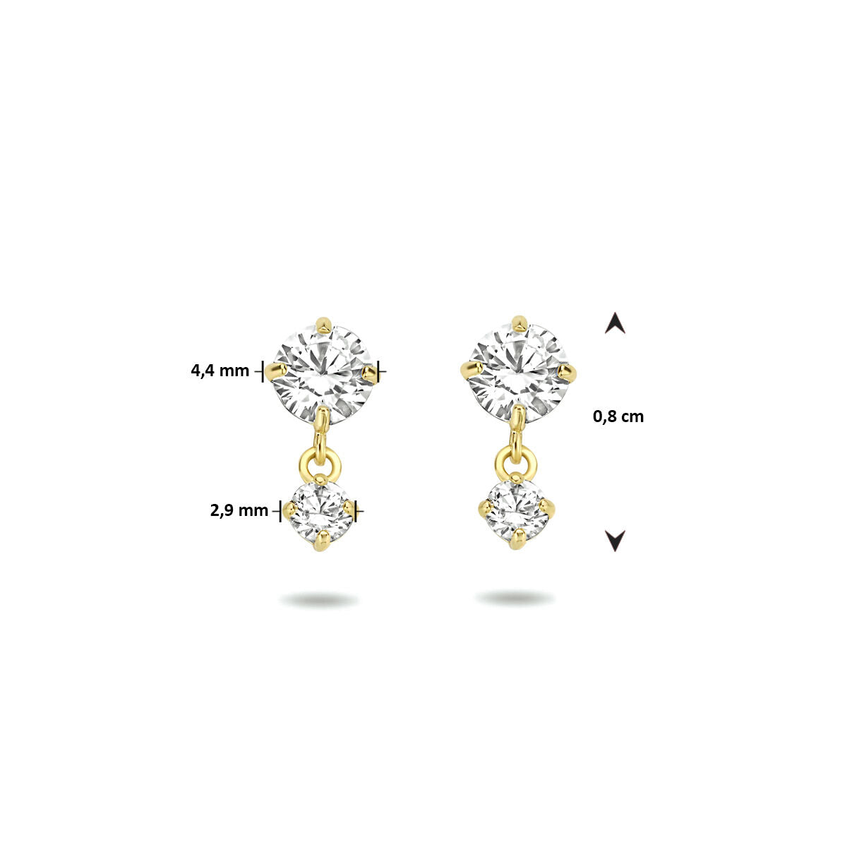 boucles d'oreilles zircone 14K or jaune
