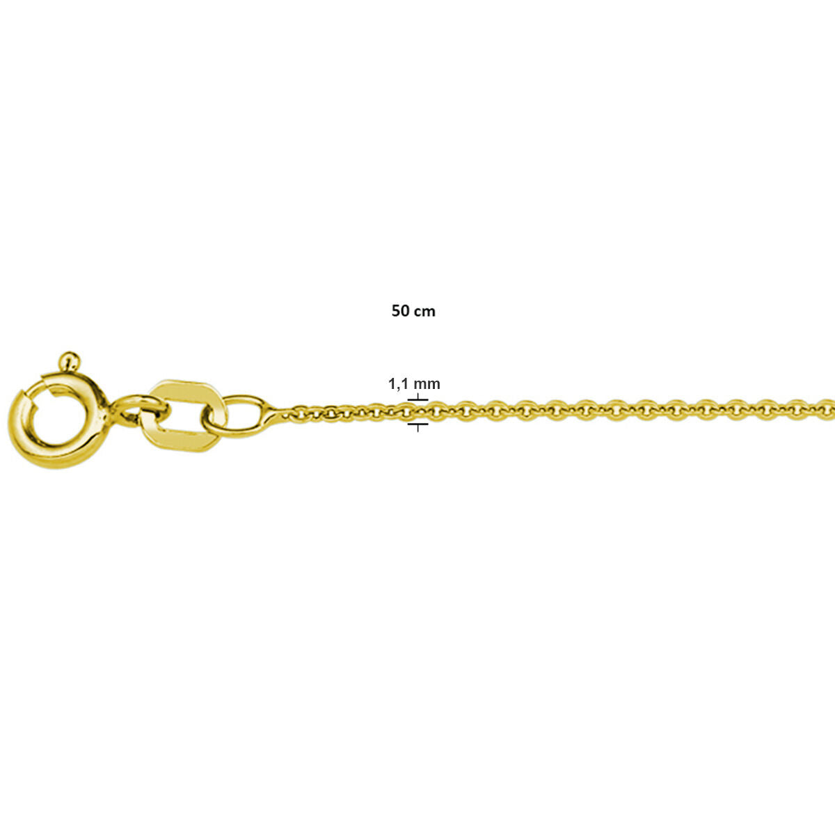 collier ancre plate 1,1 mm 3 microns argent plaqué or (jaune)