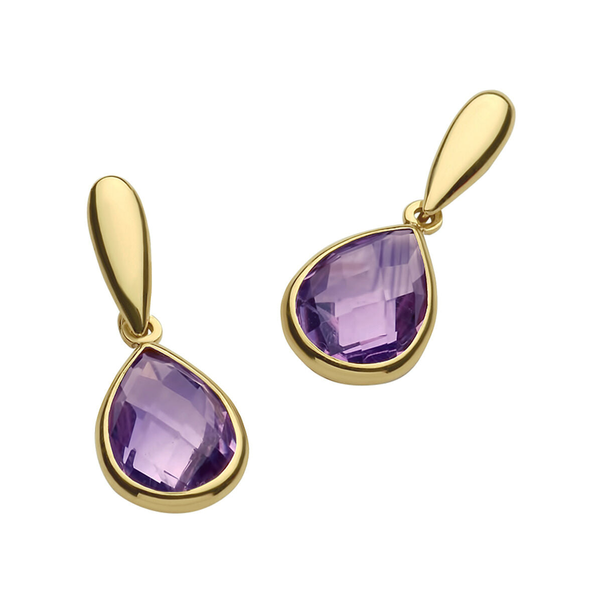 boucles d'oreilles améthyste or jaune 14K