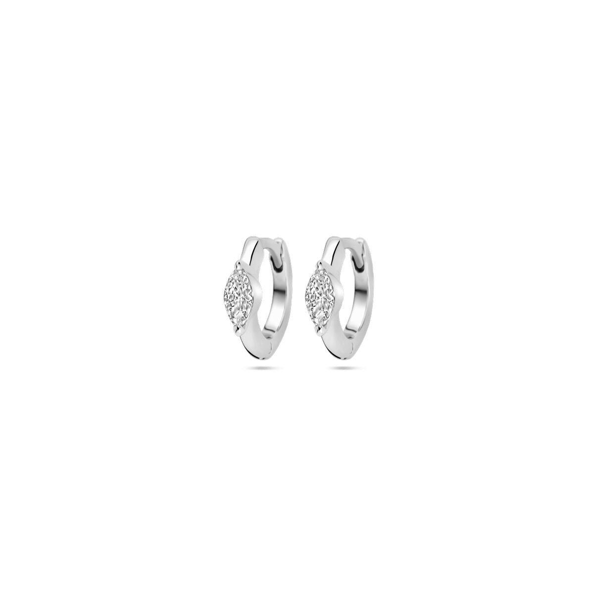 Boucles d'oreilles en argent rhodié de 10 mm ornées de zirconia.