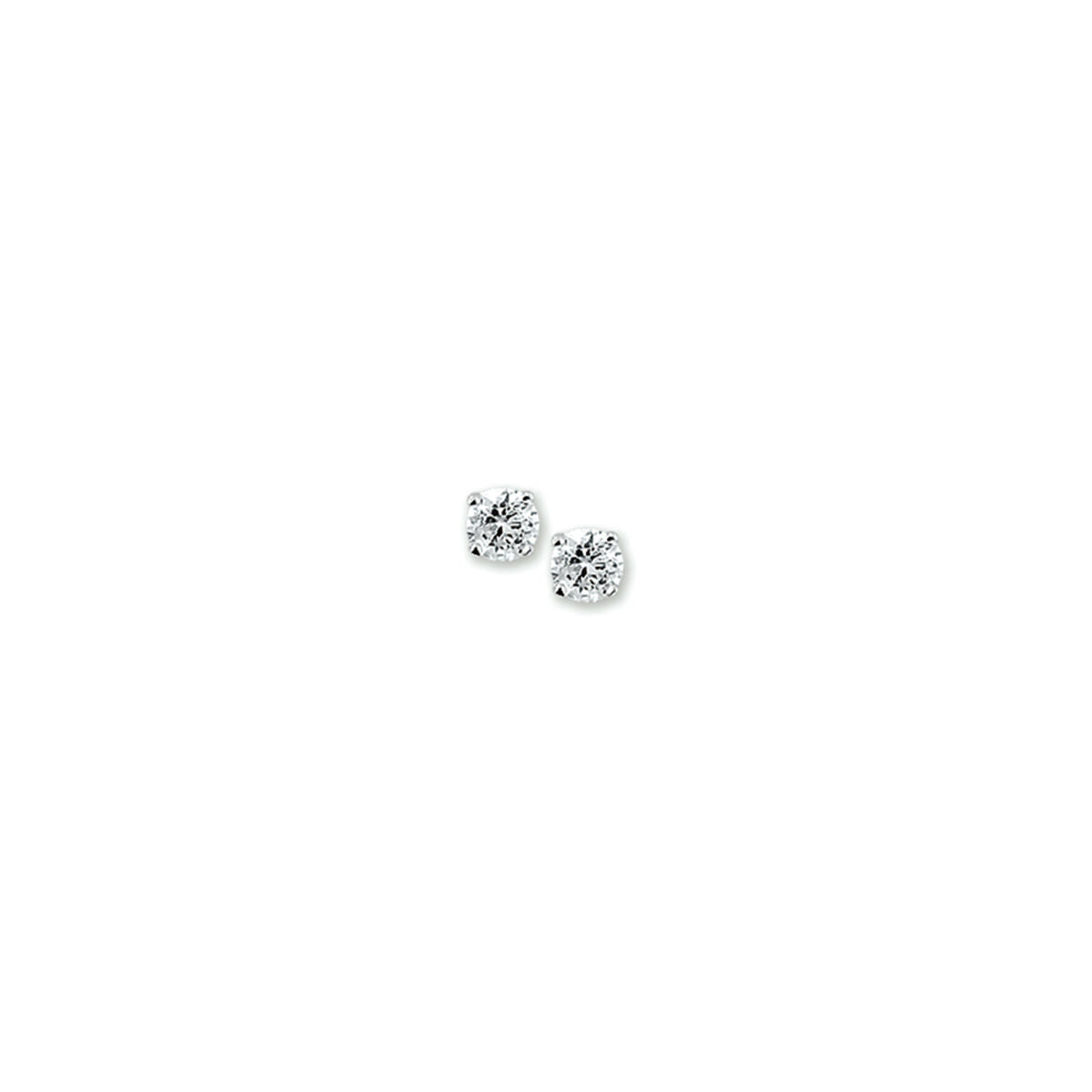 Boucles d'oreilles en zirconium, couleur argentée, forme ronde et serties de pierres brillantes.
