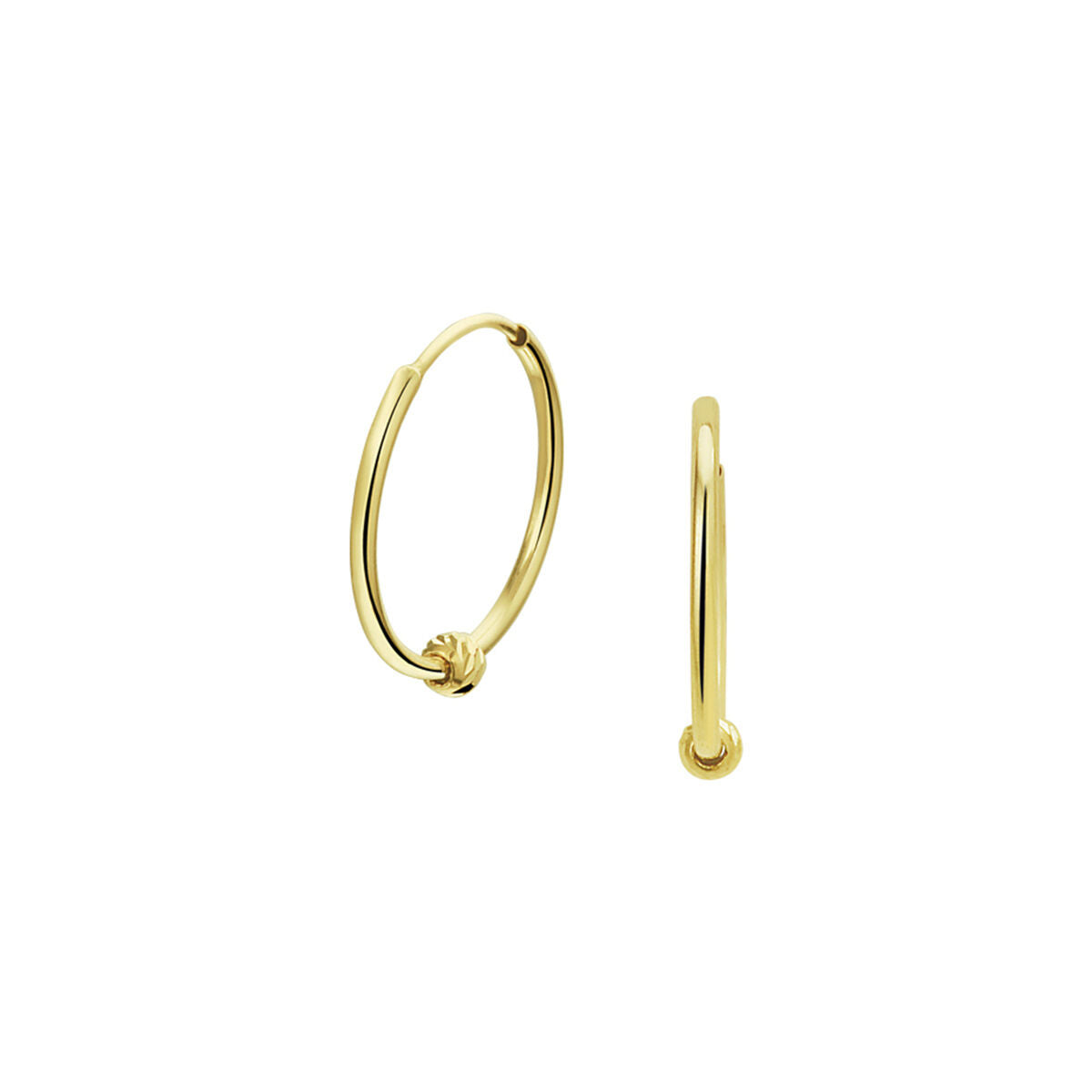 Boucles d'oreilles en or jaune 14K avec un design en forme de boule.