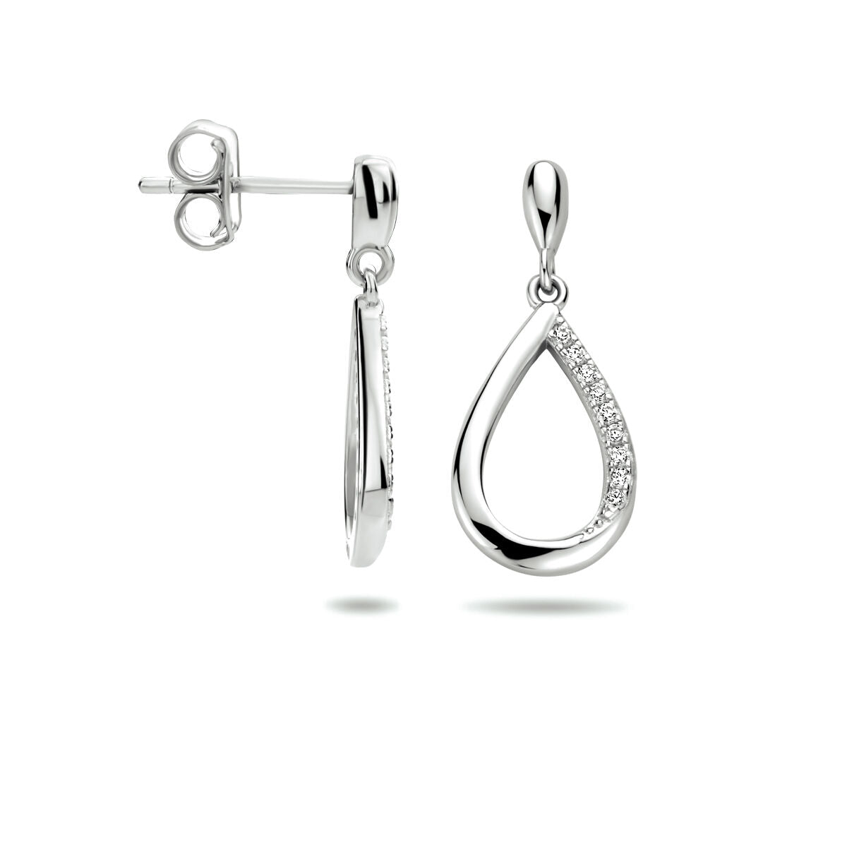 boucles d'oreilles goutte zircone argent rhodié