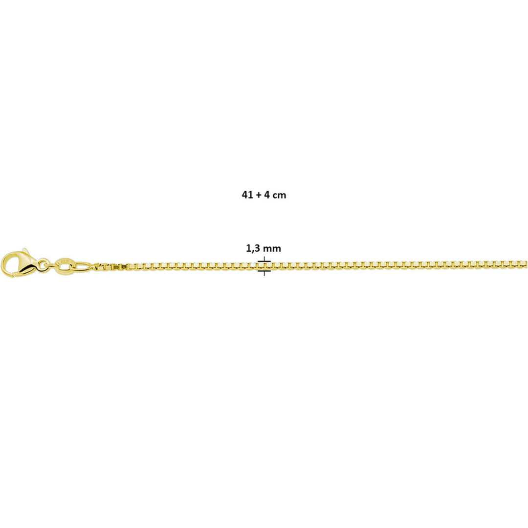 collier venetiaans 1,3 mm 41 + 4 cm 3 micron zilver verguld (geel)