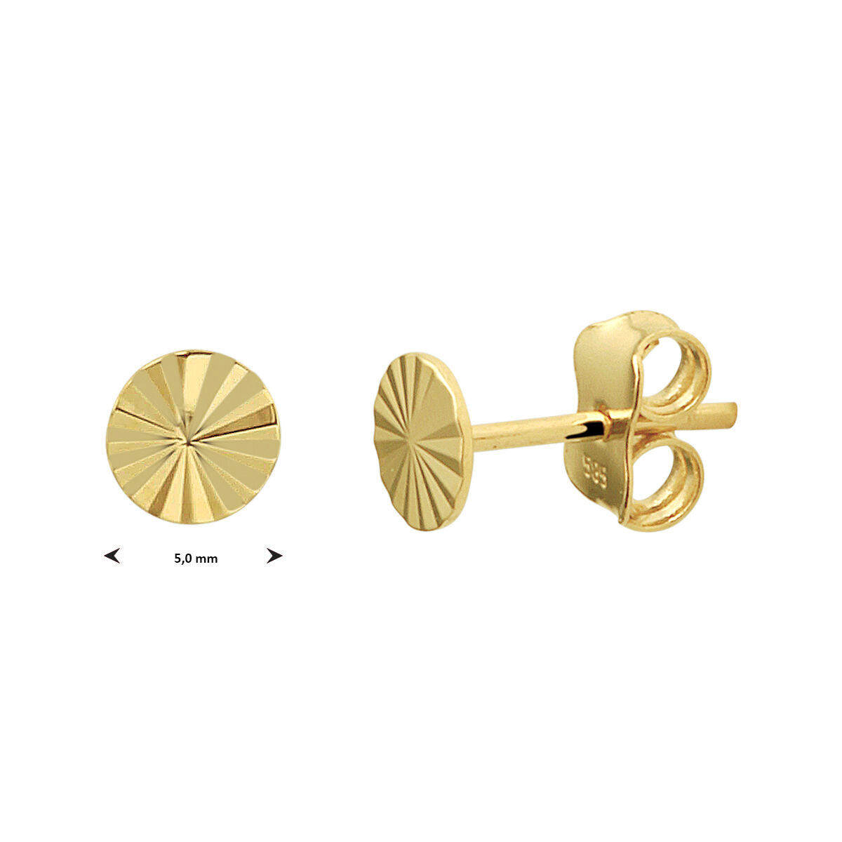 puces d'oreilles rondes diamantées en or jaune 14K
