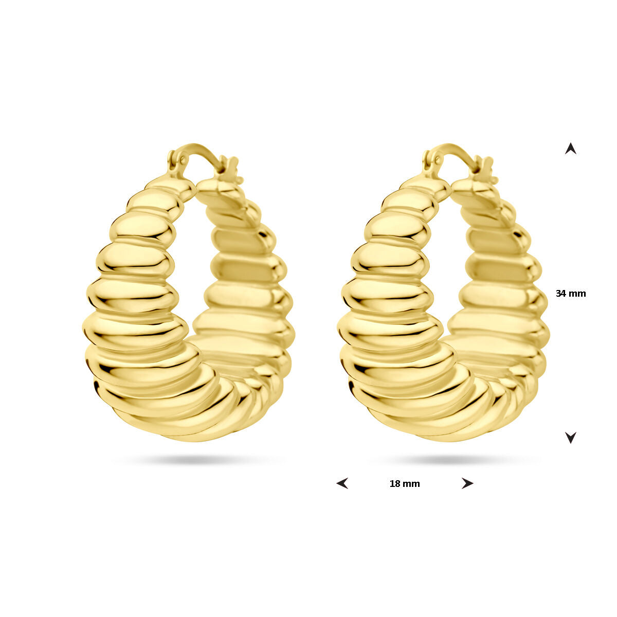créoles 34 mm 1 micron argent plaqué or (jaune)