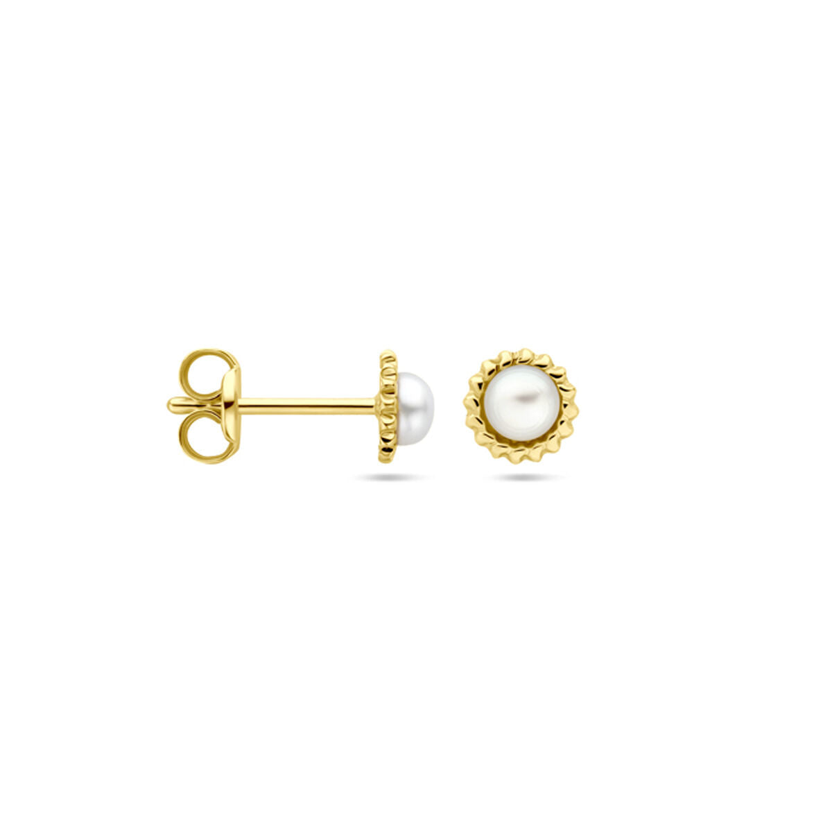 puces d'oreilles perle 5,0 mm or jaune 14K