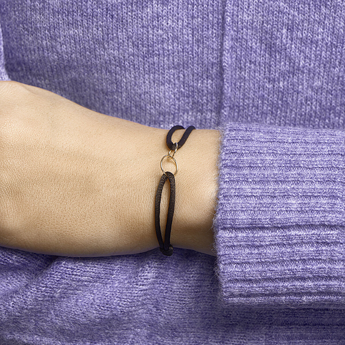 bracelet satin ronds 14K or avec caoutchouc/nylon/cuir